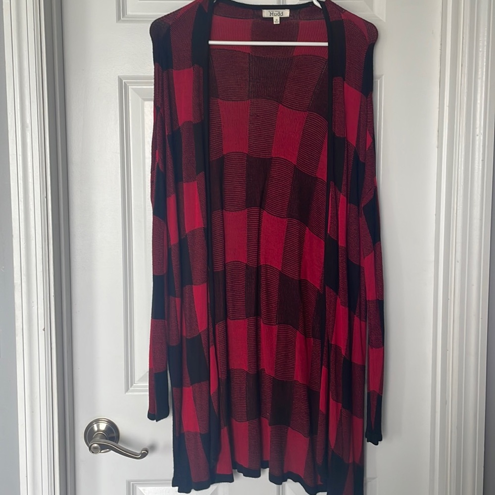 Miss brand cardigan in black & red